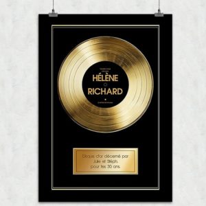 Disque d’or personnalisé