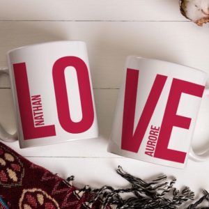 Lot de 2 Mugs Love personnalisés
