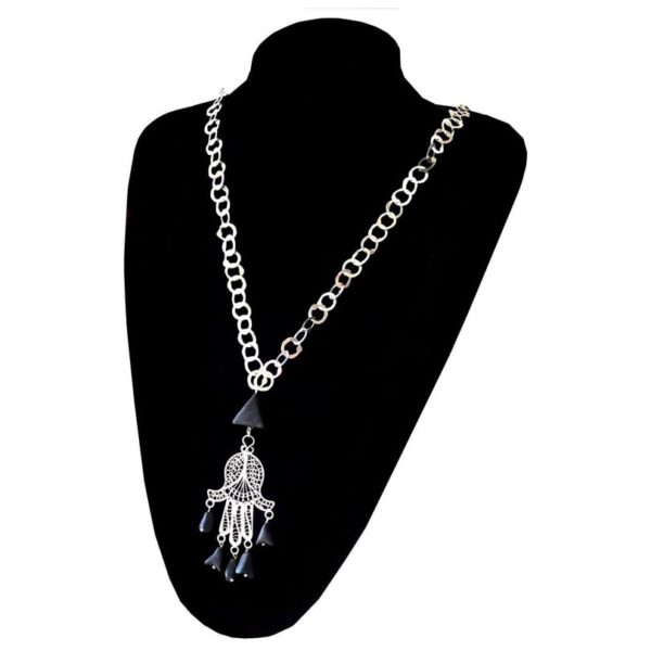 Collier Ambre noire ou Collier rihana en Argent