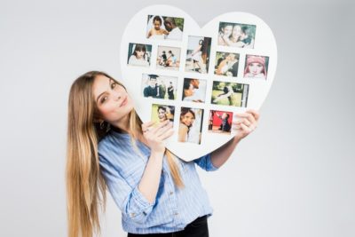 Cadre photo avec une forme de cœur