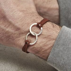 Bracelet en cuir double cerceau personnalisé pour hommes