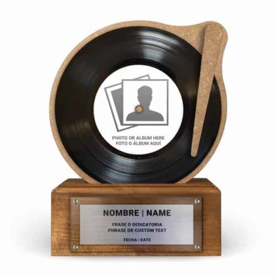Trophée Disque Vinyle Noir Personnalisé