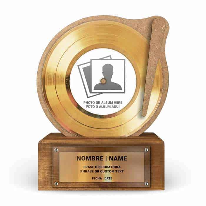 Trophée Disque D'or Deluxe Personnalisé : votre cadeau idéal