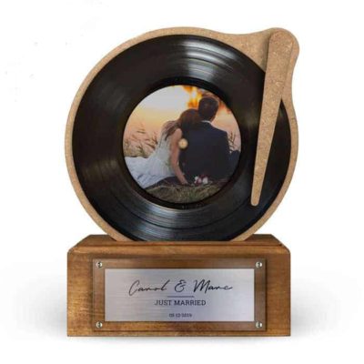 Trophée Disque Vinyle Noir Personnalisé