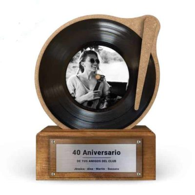 Trophée Disque Vinyle Noir Personnalisé