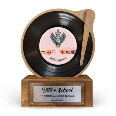 Trophée Disque Vinyle Noir Personnalisé