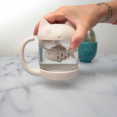 Tasse à Thé Chat avec Infuseur à Thé Poisson