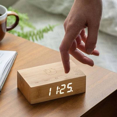 Horloge Réveil Flip Click Clock en Bois