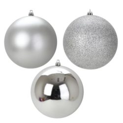 Lot de 3 Boules de Noël en Plastique Argenté 12 cm