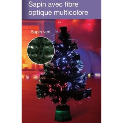 Sapin vert de Noël – H 45 cm – Fibre optique LED rouge bordeaux