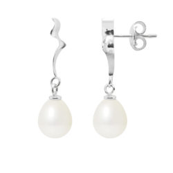 PERLINEA- Boucles d’Oreilles- Perles de Culture d’Eau Douce Bouton