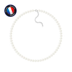 PERLINEA- Collier- Perle d’Eau Douce- Semi Ronde 6-7 mm