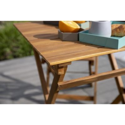 Ensemble repas de jardin ou de balcon 2 places – 1 table et 2 chaises pliables – Bois acacia