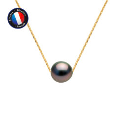 PERLINEA- Collier- Perles de Culture de Tahiti- Diamètre 8-9 mm- Bijou Femme- OrJaune