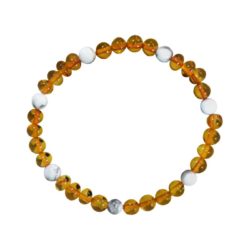 Bracelet Ambre et Pierre naturelle – Cognac/Howlite