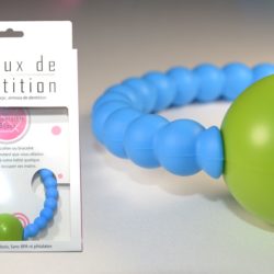 Bracelet bijou hochet de dentition et de portage – Bleu et Vert