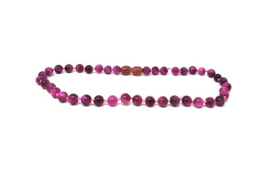 Collier Bébé Pierre naturelle – il du Tigre Rose teintée