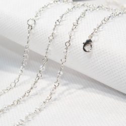 Chaine bola plaqué 114 cm – Perlée (Argent/cristal blanc)
