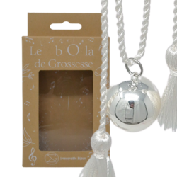 Bola de grossesse argent lisse – GABRIELLE (Cordon blanc)