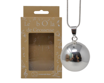 Bola de grossesse argent lisse – VICTOIRE (Chaine maille serpent)