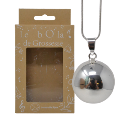 Bola de grossesse argent lisse – VICTOIRE (Chaine maille serpent)