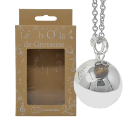 Bola de grossesse argent lisse pierre naturelle – il du Tigre Marron