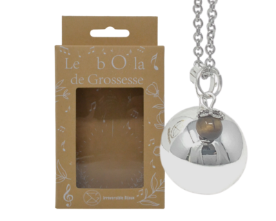 Bola de grossesse argent lisse pierre naturelle – il du Tigre Marron