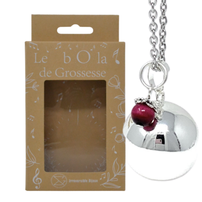 Bola de grossesse argent lisse pierre naturelle – il du Tigre Rose teintée