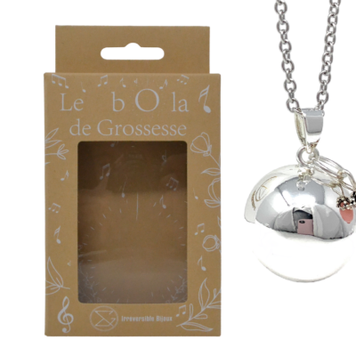 Bola de grossesse argent lisse pierre naturelle – Quartz Rose