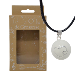 Bola de grossesse blanc lisse/motif argent – VICTORIA (Coeurs)