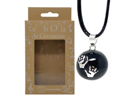 Bola de grossesse noir lisse/motif argent – ELISE (Mains)