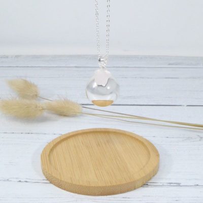 Bola lithothérapie chaine fine 1mm plaqué argent + pendentif étoile quartz rose