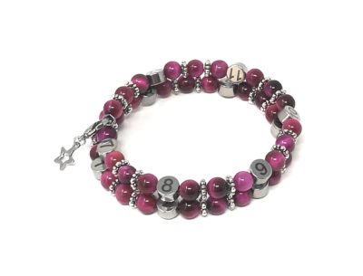 Bracelet d’allaitement pierre naturelle – Oeil du tigre Rose teintée