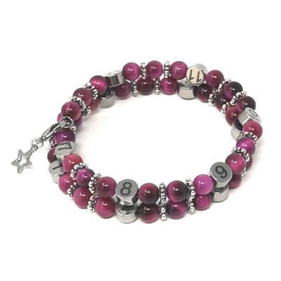 Bracelet d’allaitement pierre naturelle – Oeil du tigre Rose teintée