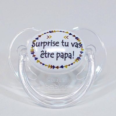 Sucette d’annonce physiologique 0-6 mois – Surprise tu vas être PAPA !