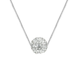 Collier  “Pure WHITE” orné d’une Boule Pendentif entièrement sertie de Véritable Cristal Blanc