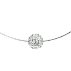 Collier  “Pure WHITE” orné d’une Boule Pendentif entièrement sertie de Véritable Cristal Blanc