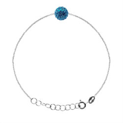 Bracelet Argent 925 Millièmes orné d’une Boule Pendentif entièrement sertie de Véritable Cristal Bleu