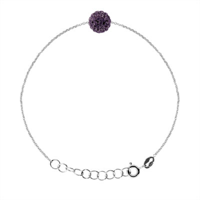 Bracelet Argent 925 Millièmes orné d’une Boule Pendentif entièrement sertie de Véritable Cristal Violet