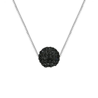Collier “BLACK NIGHT”orné d’une Boule Pendentif entièrement sertie de Véritable Cristal Noir