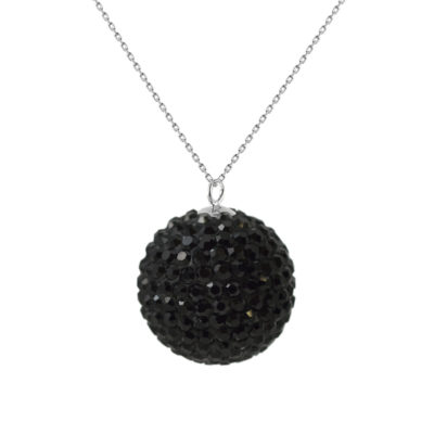 Collier “BLACK NIGHT”orné d’une Boule Pendentif entièrement sertie de Véritable Cristal Noir