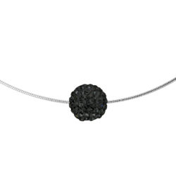 Collier  “BLACK NIGHT” orné d’une Boule Pendentif entièrement sertie de Véritable Cristal Noir