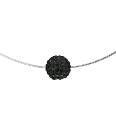 Collier  “BLACK NIGHT” orné d’une Boule Pendentif entièrement sertie de Véritable Cristal Noir