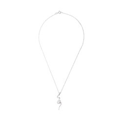 Collier Motif Fantaisie orné d’un Solitaire en  Oxyde de Zirconium & Maille Forçat Argent 925 Millièmes Rhodié