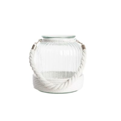 Bougeoir DKD Home Decor Verre Coton Blanc Fer (18 x 21 x 21 cm)