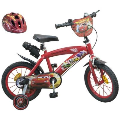 CARS Vélo 16″ + Casque – Enfant – Rouge et noir