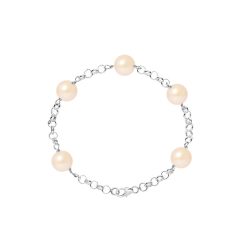 PERLINEA- Bracelet Perles de Cutlure- Diamètre 9-10 mm Rose- Bijou Femme