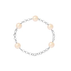PERLINEA- Bracelet Perles de Cutlure- Diamètre 9-10 mm Rose- Bijou Femme