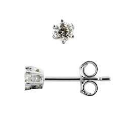 Boucles d’Oreilles Solitaire 4 mm Oxydes de Zirconium sertie de 6 Griffes