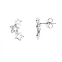 Boucles d’Oreilles Motifs ETOILES Argent 925 Millièmes Rhodié & Oxydes de Zirconium